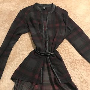 Sheer plaid cardigan/ shirt